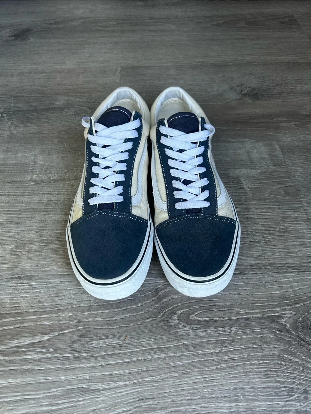 Vans Classic Low-Top Canvas Skate Sneakers - Navy and White